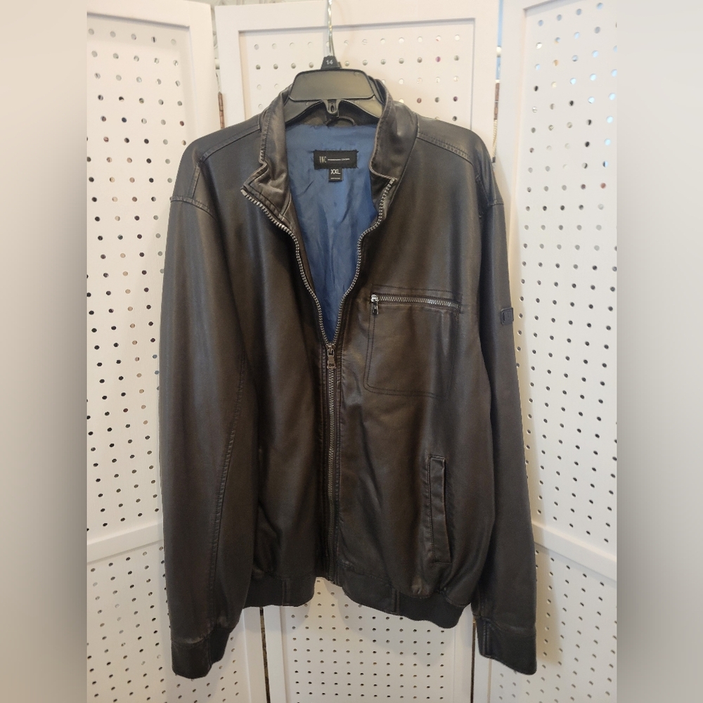 NWT Inc. Mens brown motorcycle style jacket big & tall Moto Leather Bomber - Picture 9 of 14